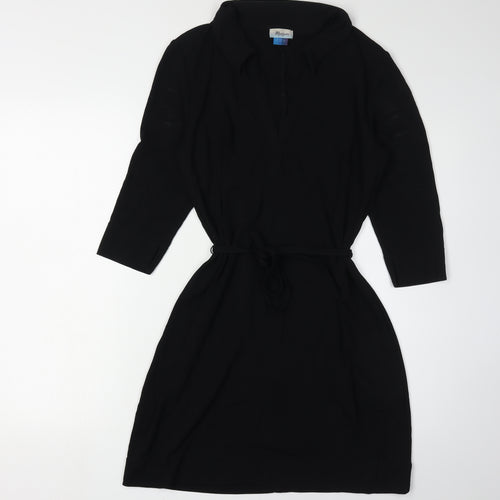 Monsoon Women's Black Collared Belted Dress, Size 12