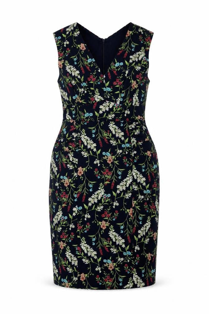 Front view of Monsoon Women's Floral Dress, size 14, Multicoloured, Sleeveless