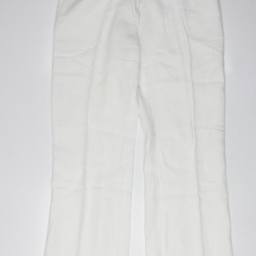 Marks and Spencer Women's White Linen Trousers, Size 14