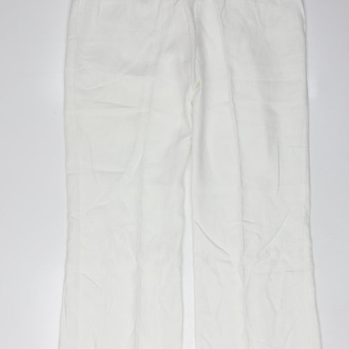 Marks and Spencer Women's White Linen Trousers, Size 14