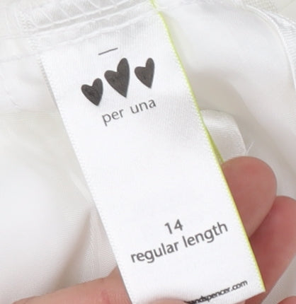 Marks and Spencer Women's White Linen Trousers, Size 14