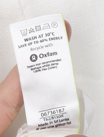 Marks and Spencer Women's White Linen Trousers, Size 14