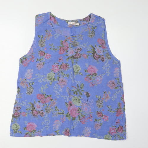 Stella Martini Women's Floral Tank Top Blue L