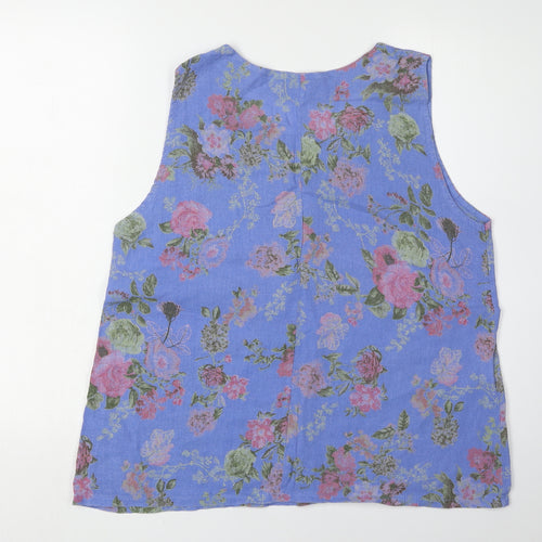 Stella Martini Women's Floral Tank Top Blue L