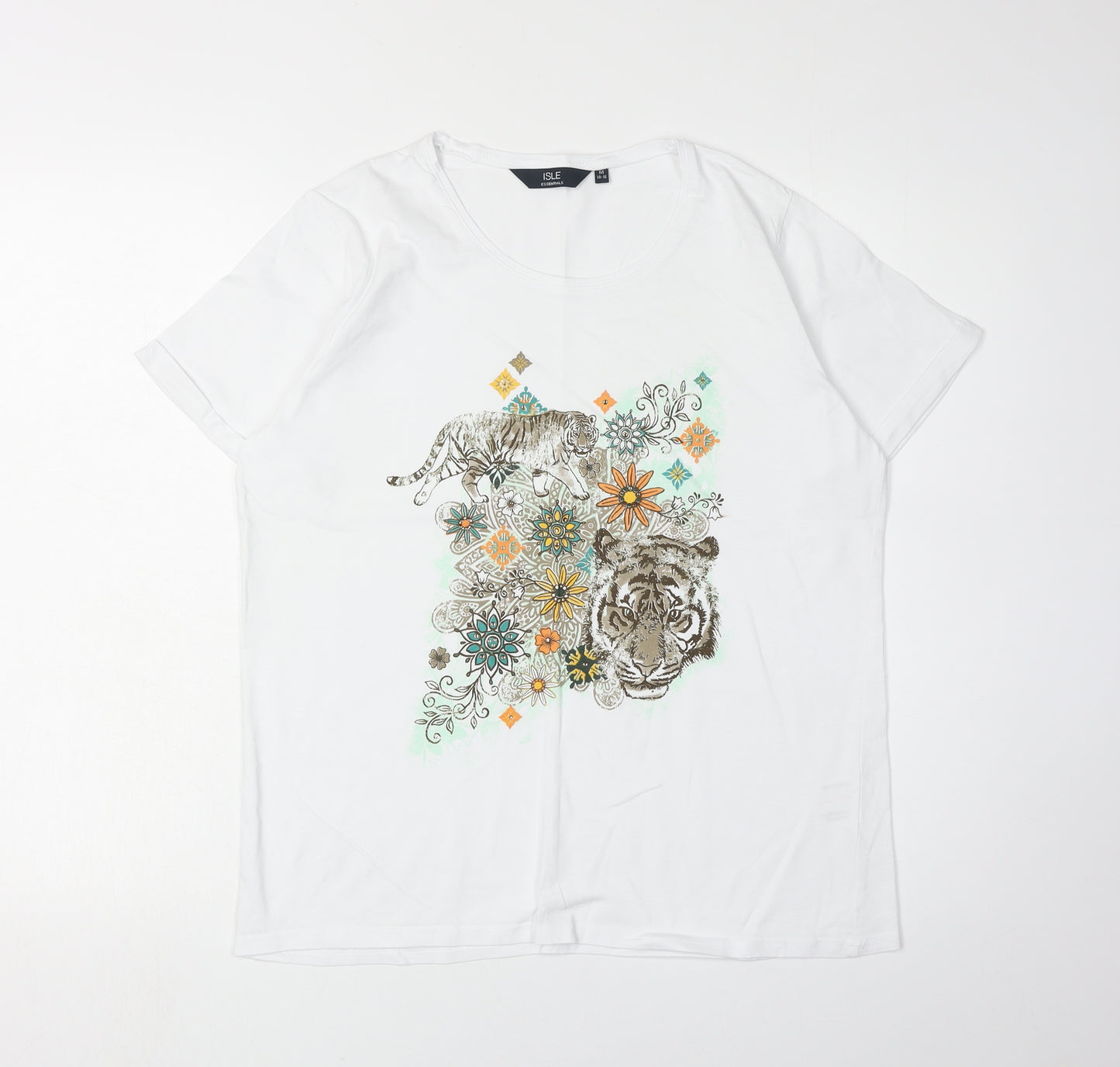 Isle Essentials Women’s White Animal Print T-Shirt M