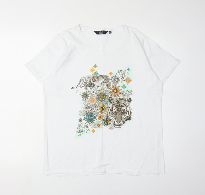 Isle Essentials Women’s White Animal Print T-Shirt M