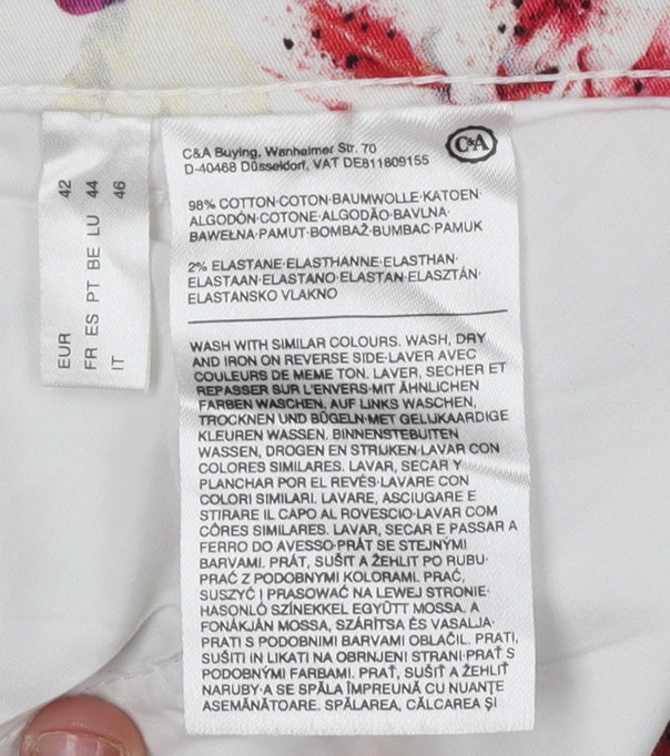 C&A Women's Multicoloured Floral Pencil Skirt, Size 14