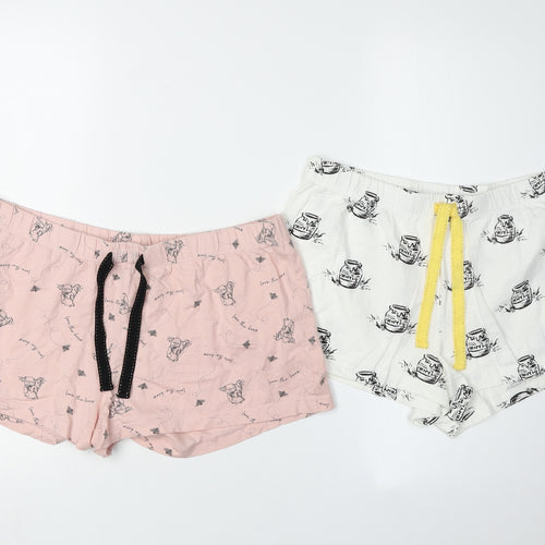 Disney Women's Pink & White Sleep Shorts Size 12/14