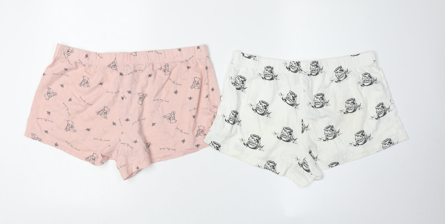 Disney Women's Pink & White Sleep Shorts Size 12/14