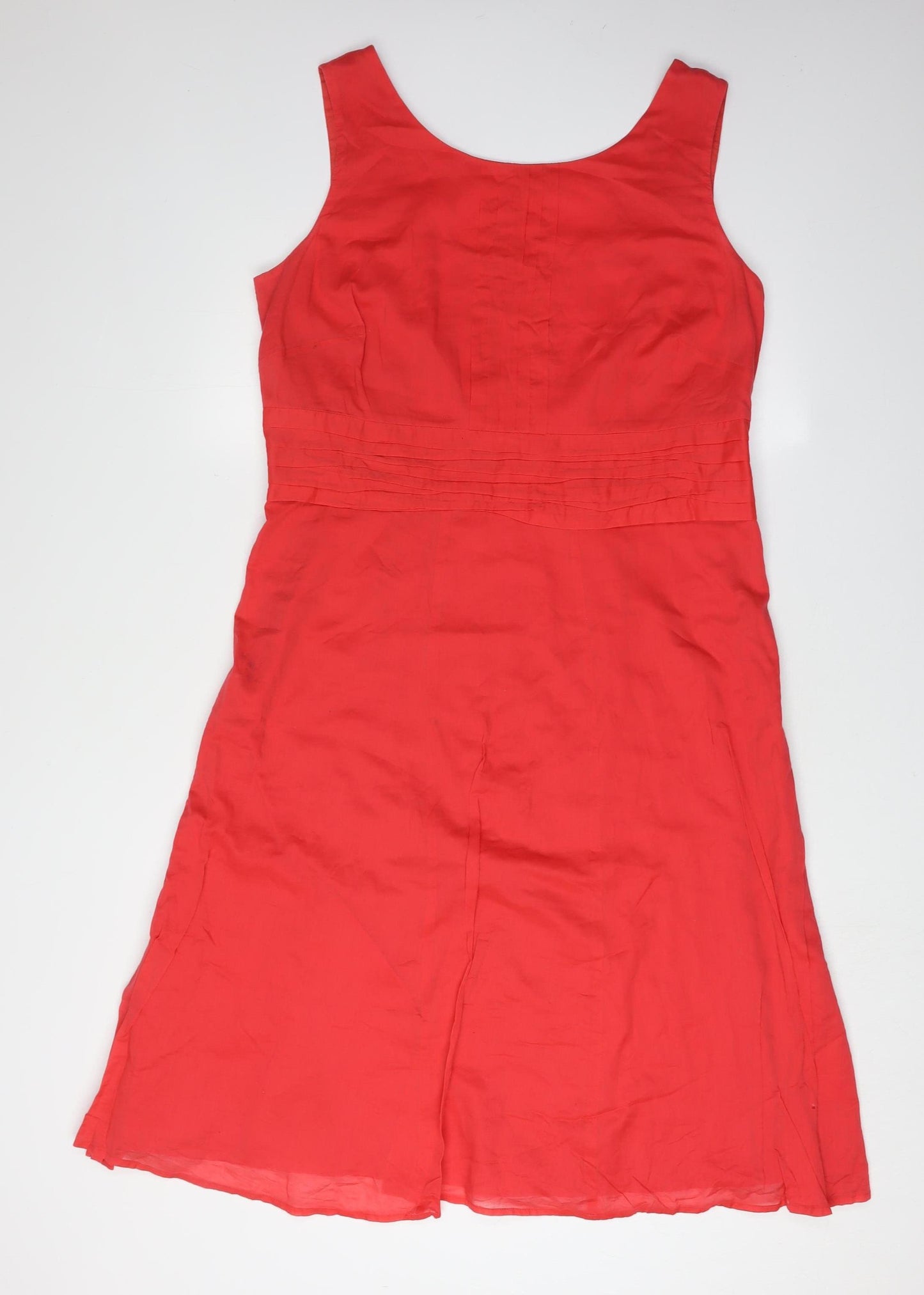 Monsoon Red Sleeveless Cotton Dress Size 18