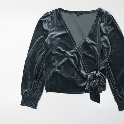 Next Women's Grey Wrap Velvet Blouse Size 14