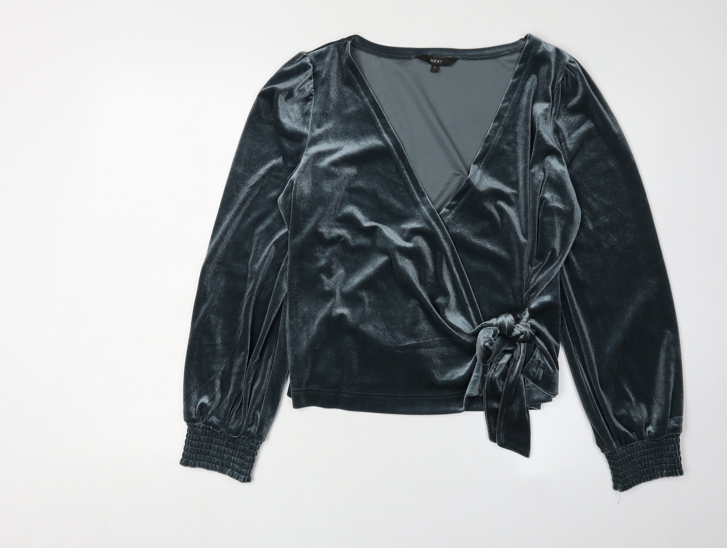 Next Women's Grey Wrap Velvet Blouse Size 14