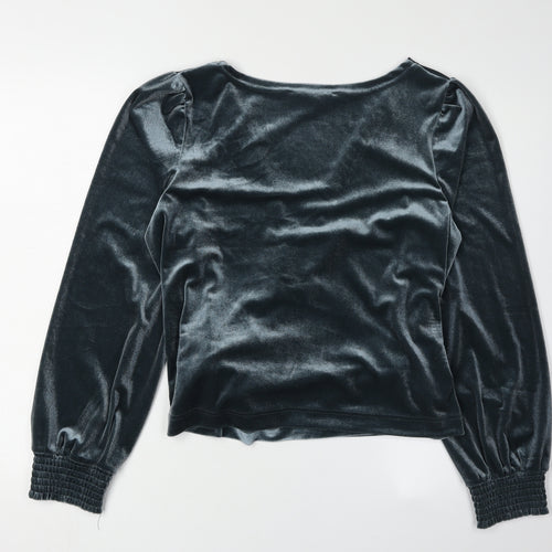 Next Women's Grey Wrap Velvet Blouse Size 14