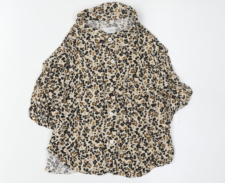 Zara Girls Animal Print Button-Up Shirt, Size 9-10