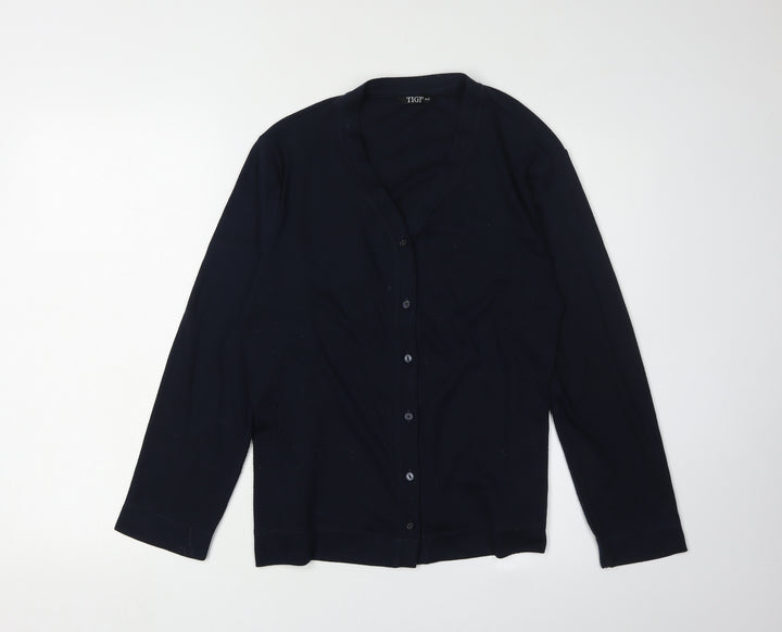 TIGI Women's Black V-Neck Cardigan Size 10