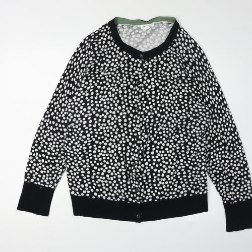 White Stuff Women's Black Polka Dot Cardigan, Size 18