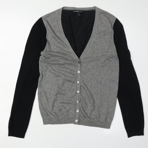 Mango Women's Grey V-Neck Cardigan Size 10