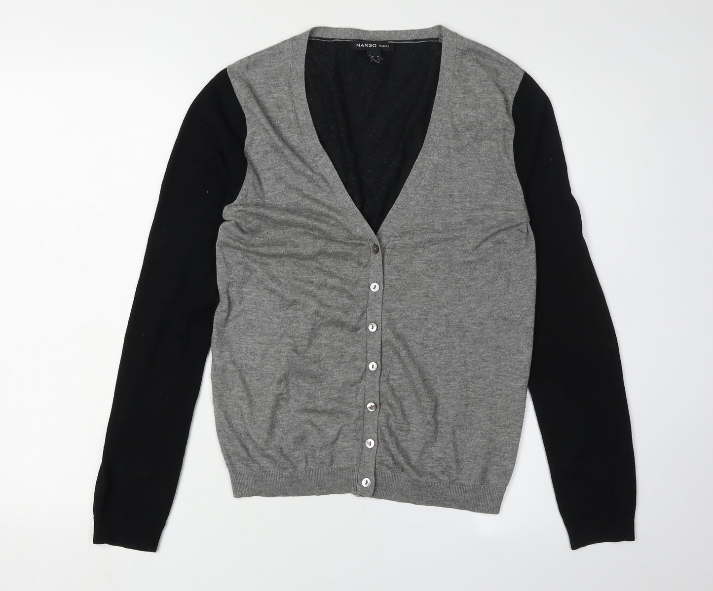 Mango Women's Grey V-Neck Cardigan Size 10