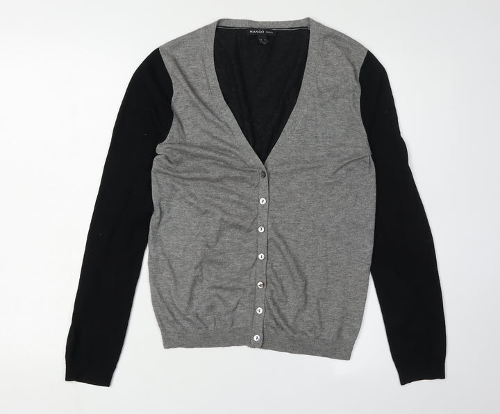 Mango Women's Grey V-Neck Cardigan Size 10