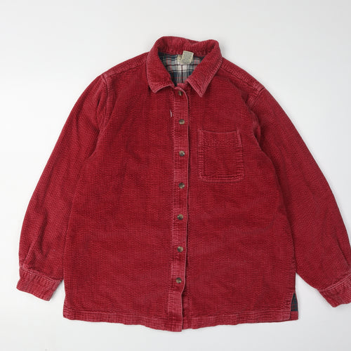 L.L. Bean Men's Red Corduroy Button-Up Shirt S