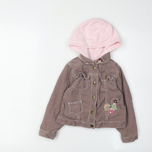Next Girls Brown Embroidered Corduroy Jacket 3-4 Years