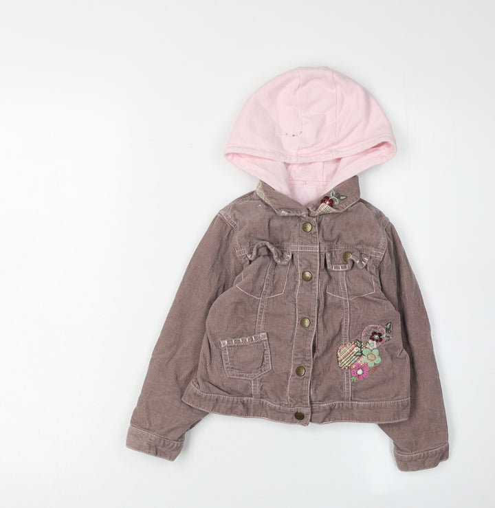 Next Girls Brown Embroidered Corduroy Jacket 3-4 Years