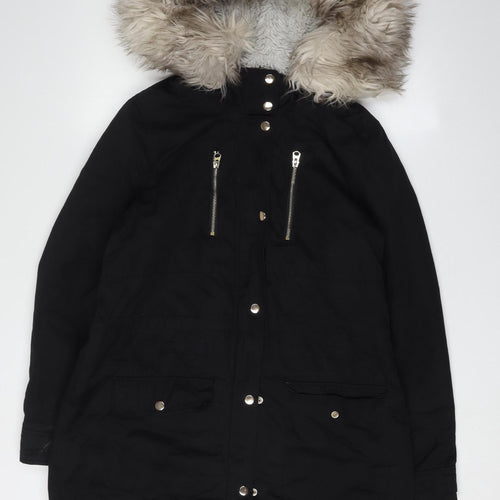 Miss Selfridge Women's Black Parka Coat Size 12