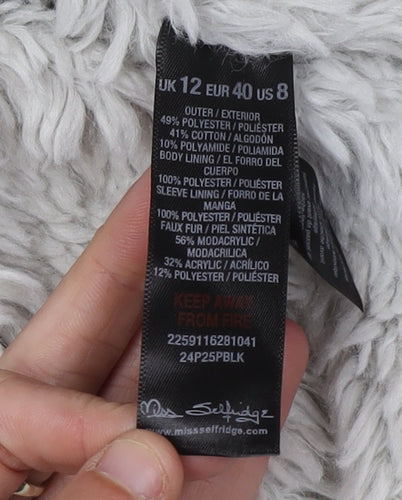 Miss Selfridge Women's Black Parka Coat Size 12