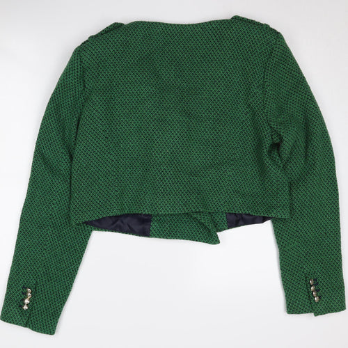 Zara Women's Green Knit Cropped Pea Coat Jacket XL