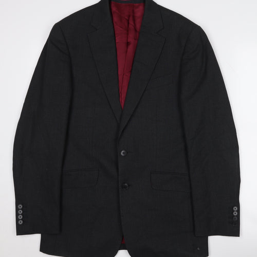 Charles Tyrwhitt Men's Black Wool Blazer, Size 38, Two-Button
