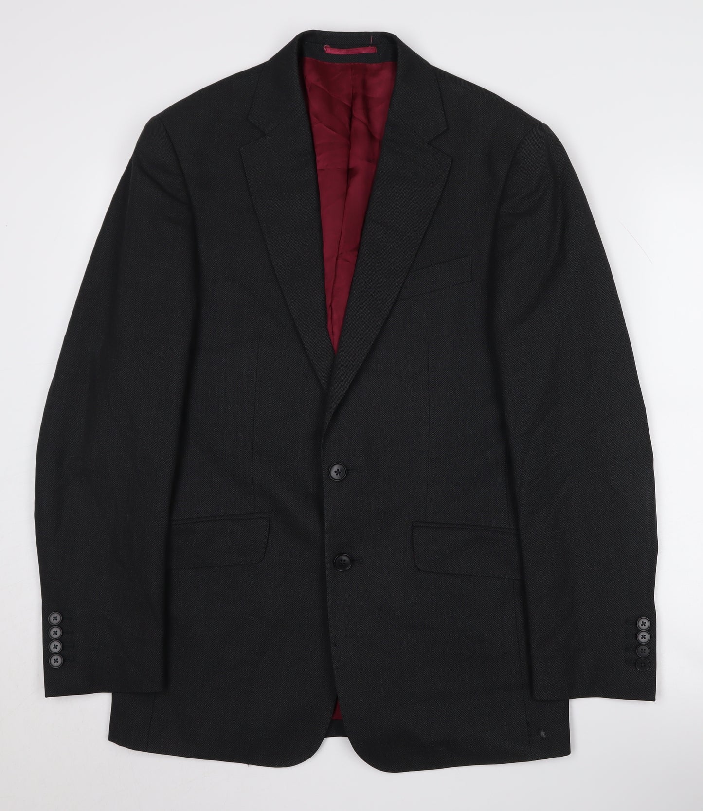 Charles Tyrwhitt Men's Black Wool Blazer, Size 38, Two-Button