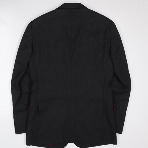 Charles Tyrwhitt Men's Black Wool Blazer, Size 38, Two-Button