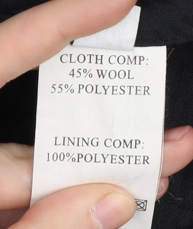 FH Men's Black Dress Pants, Size 34, Wool Blend