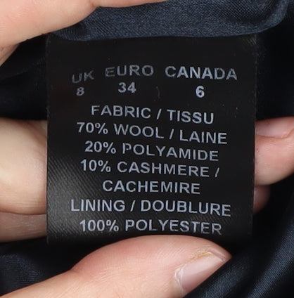 Precis Women's Black Wool Cashmere Overcoat, Size 8