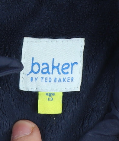 Ted Baker Boys Blue Parka Jacket Age 13 Hooded Lined Winter Coat