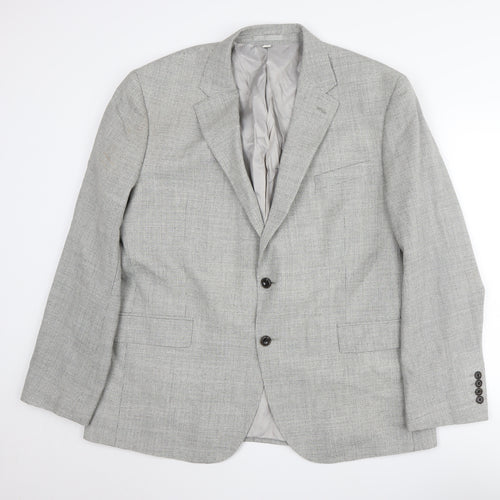 Marks and Spencer Men's Grey Wool Blazer, 46 Regular Fit