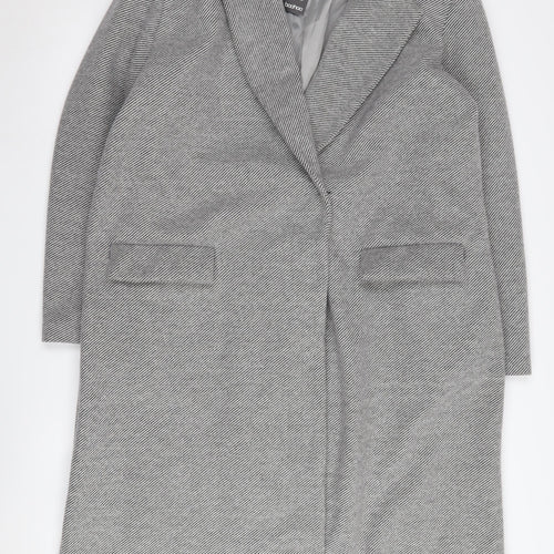 Boohoo Women's Grey Herringbone Overcoat Size 16