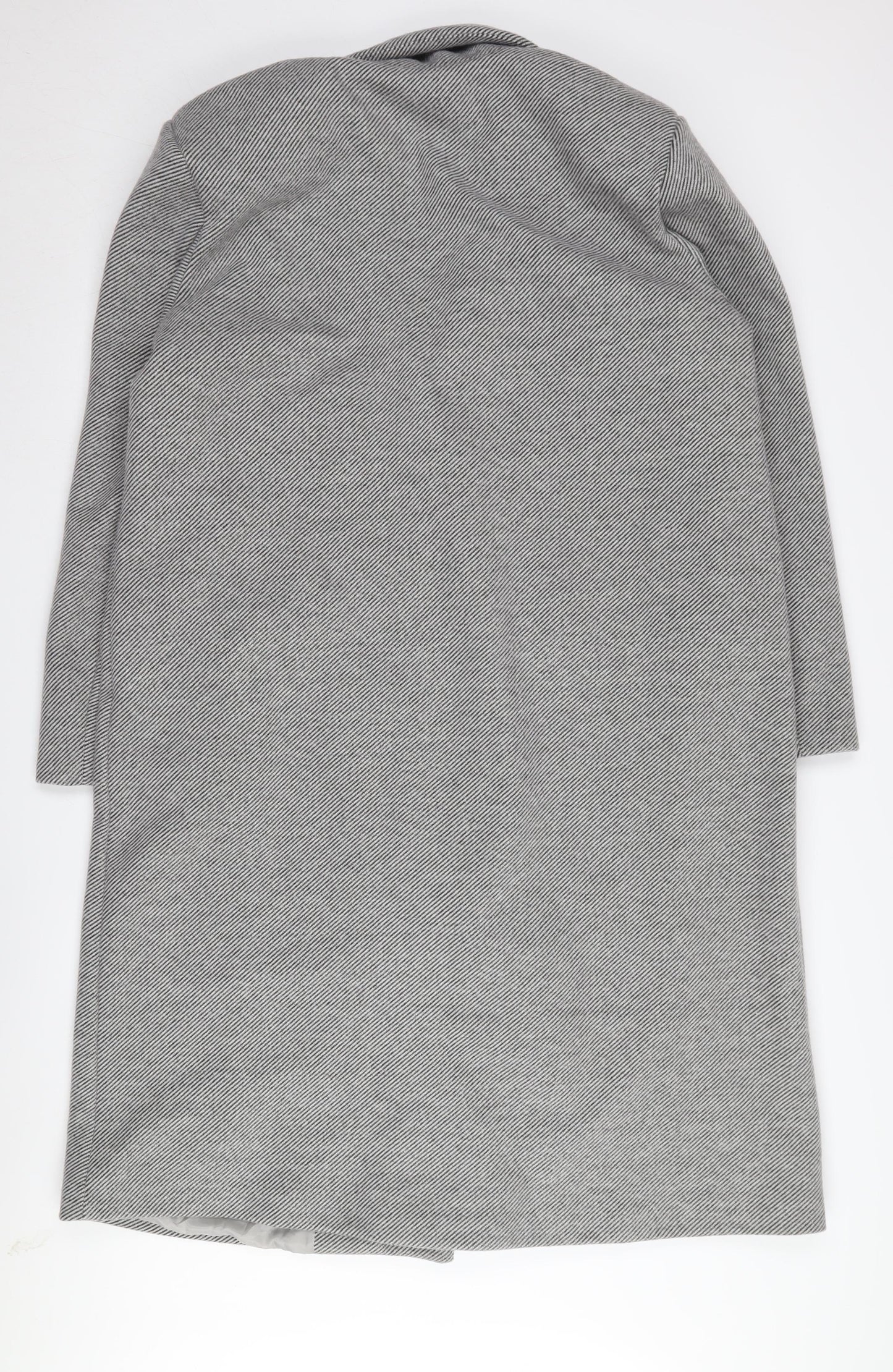 Boohoo Women's Grey Herringbone Overcoat Size 16