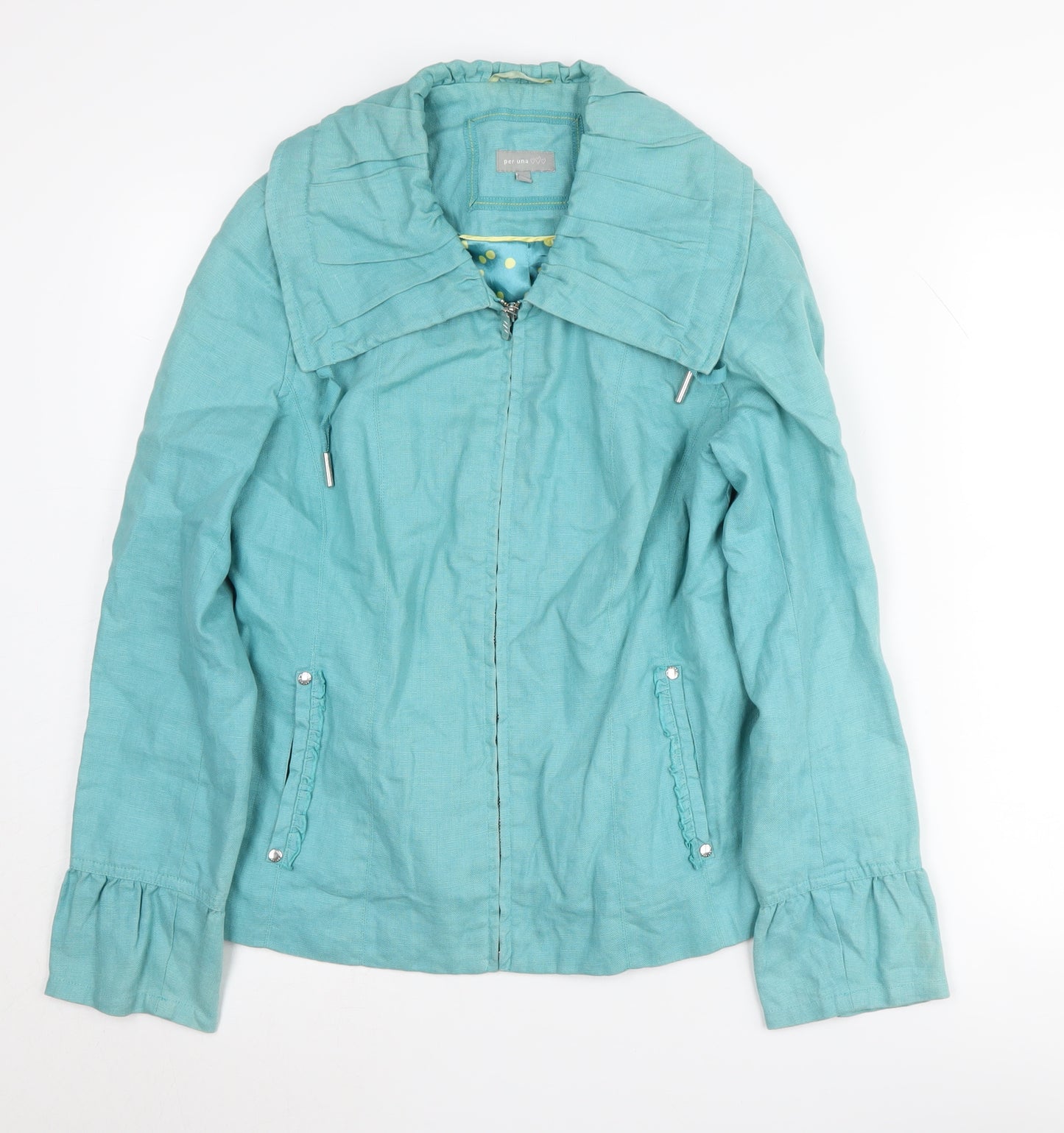 Per Una Women's Blue Flax Zip Jacket, Size 12
