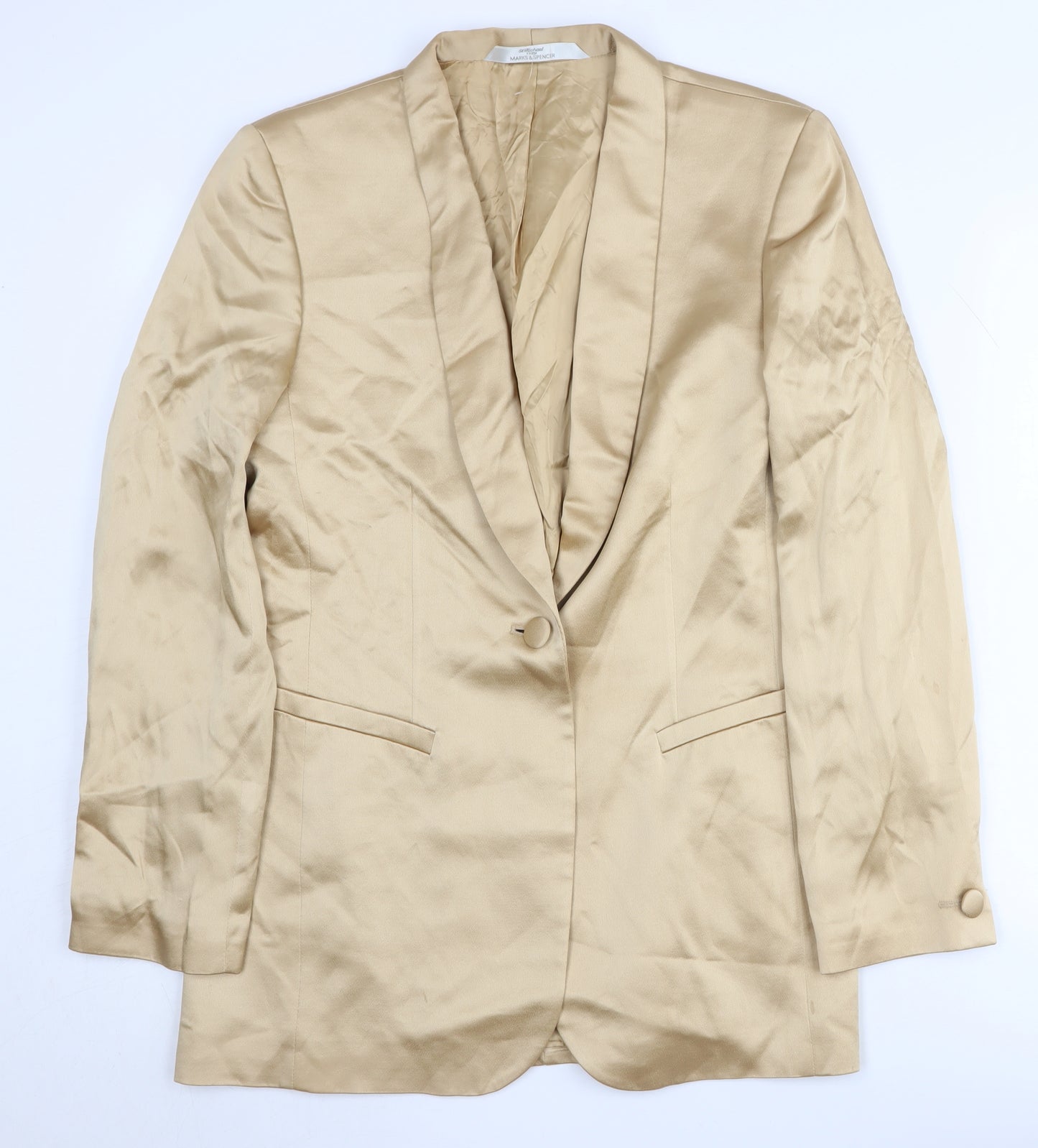 Marks & Spencer Women's Gold Suit Jacket, Size 12, Classic Fit