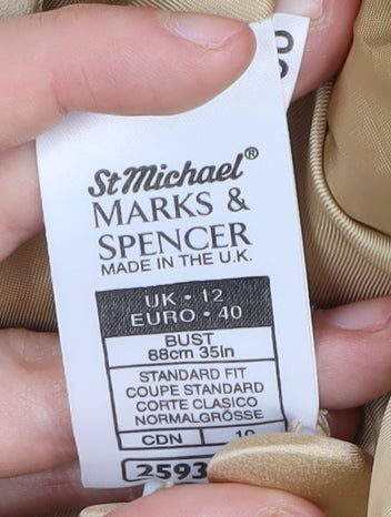 Marks & Spencer Women's Gold Suit Jacket, Size 12, Classic Fit