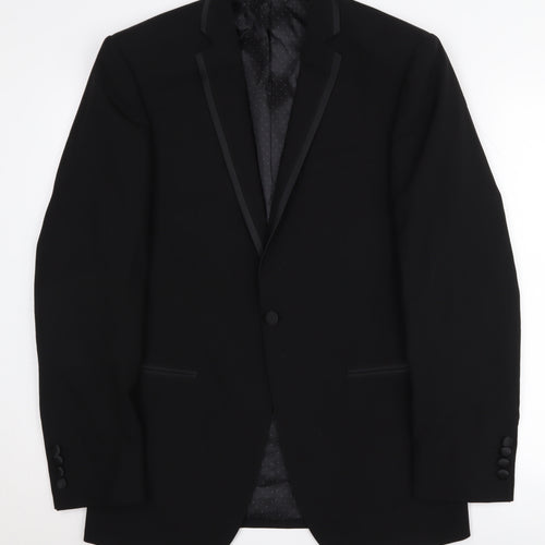 Moss 1851 Men's Black Wool Tuxedo Blazer 38 Regular Fit