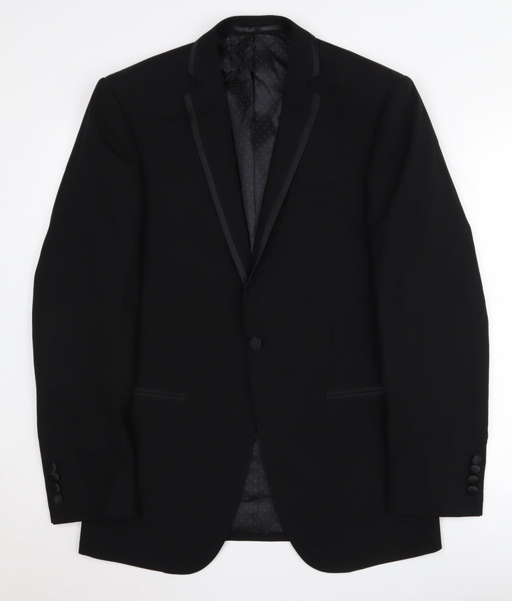 Moss 1851 Men's Black Wool Tuxedo Blazer 38 Regular Fit
