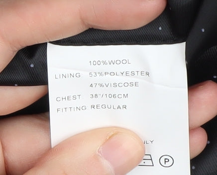 Moss 1851 Men's Black Wool Tuxedo Blazer 38 Regular Fit