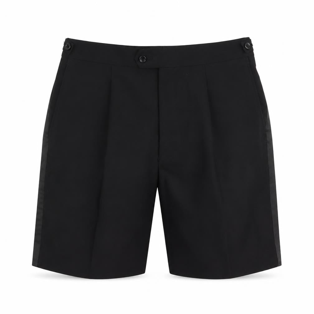 Front view of Brook Taverner Men's Black Formal Shorts, Size 36U/46