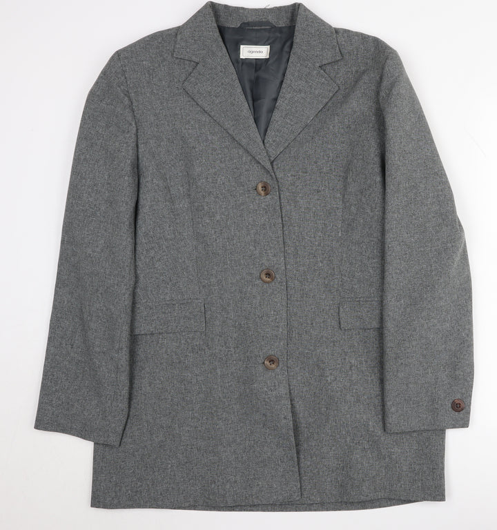 Agenda Women's Grey Blazer Trouser Suit Size 14