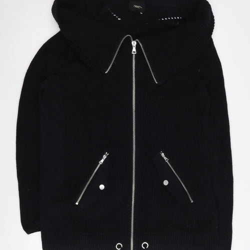 Next Women's Black Knit Hooded Jacket Size 14