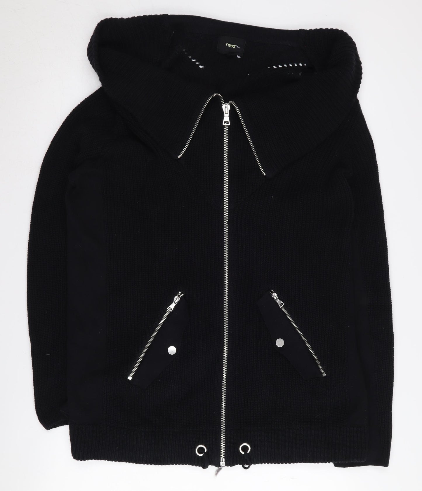 Next Women's Black Knit Hooded Jacket Size 14