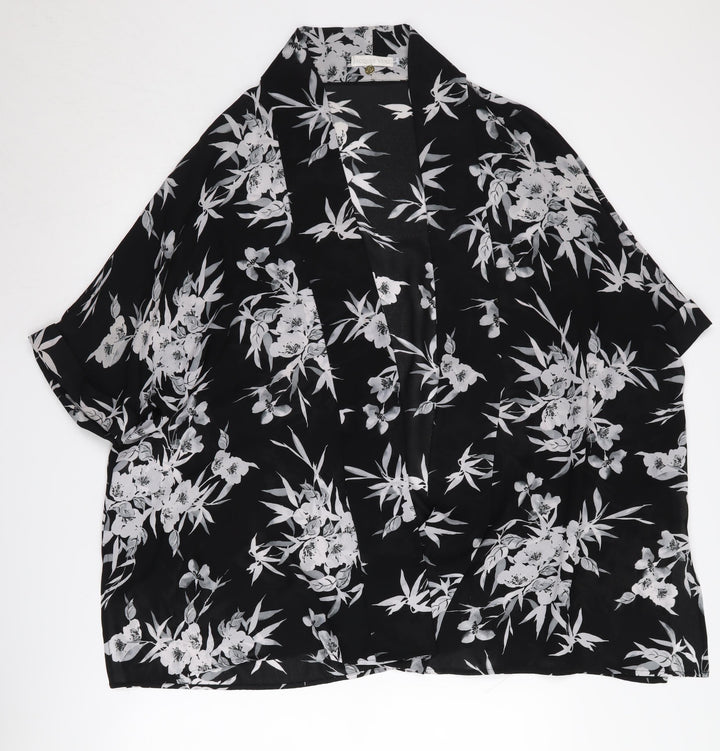 Jacques Vert Women's Black Floral Cape Small
