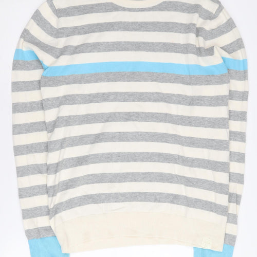Soul Cal Men's Grey Striped Pullover Jumper - Size L